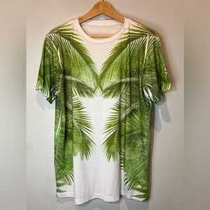 White graphic T-shirt with palms